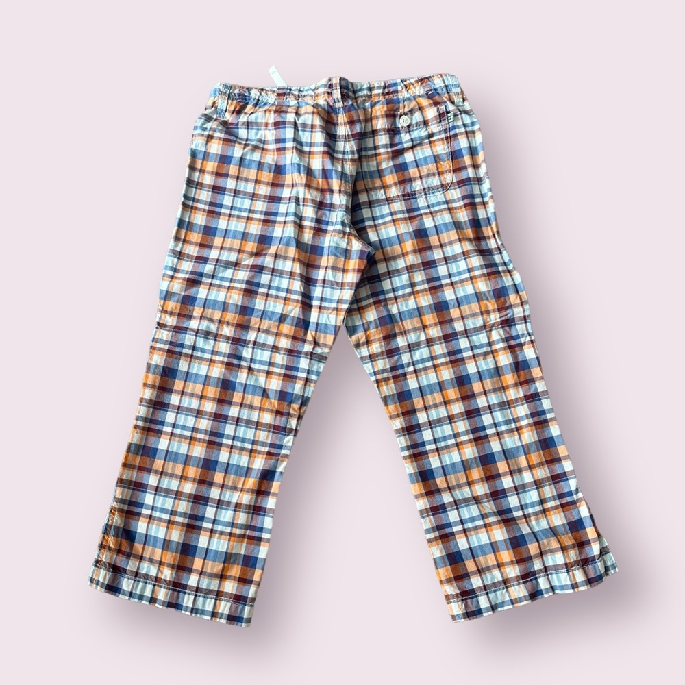 Women’s American Eagle Outfitters Orange Blue White Plaid Capri Pants Size 8 - Picture 9 of 10